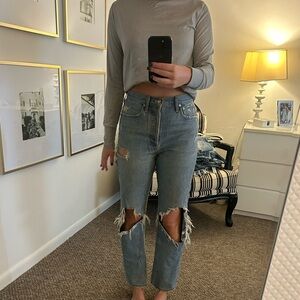 Agolde Ripped Light Blue Women's Straight Leg Jeans